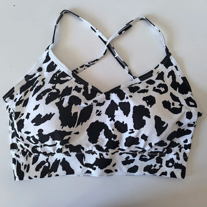 Floral Print Yoga Bra for Women/ Cross Back Gym Sports Bra