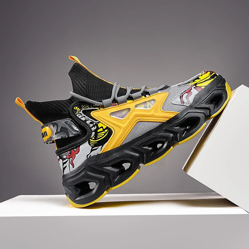 Workout Sneakers Male Size/ Mixed Color Graphics - Trendy Style