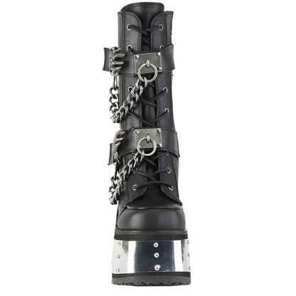 Gothic Skeleton Hand Rivets Chain Boots / Women's Round Toe Silver Platform Boots