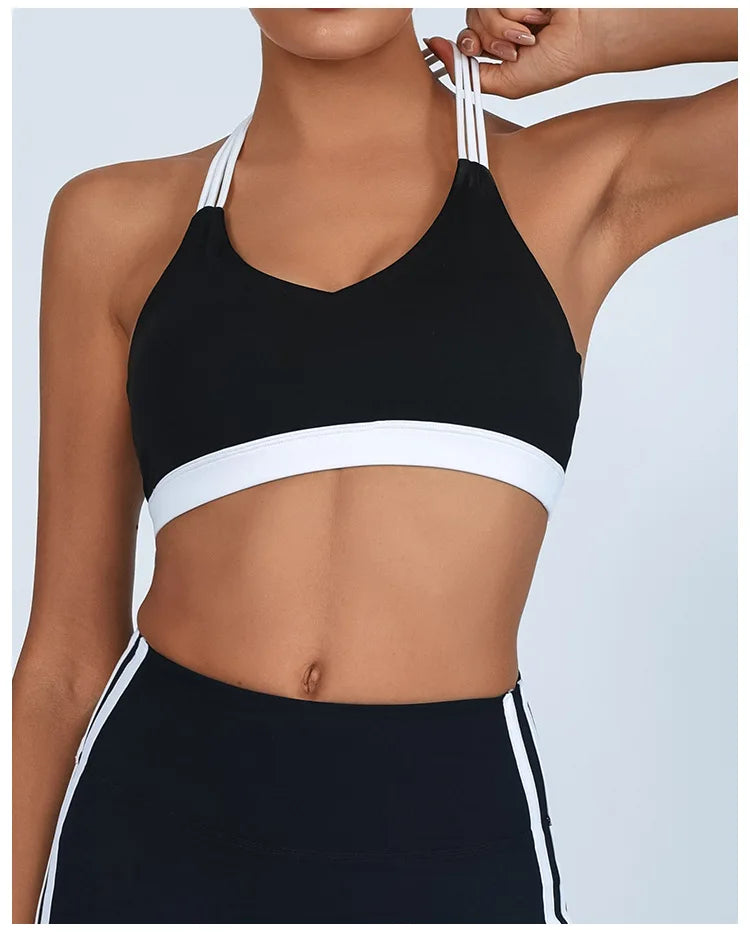 Thin Shoulder Strap High Elastic Breathable Contrast Bra (Victorious AthleteOS)