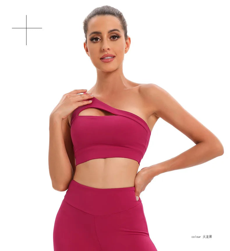 Women's Oblique One Shoulder Strap Bra / Fitness Bra Tops (Victorious CoreSignal)
