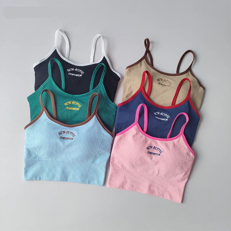 Color Blocking Sports Bra for Women / Fixed Cup Fitness Bra / Gym Bra