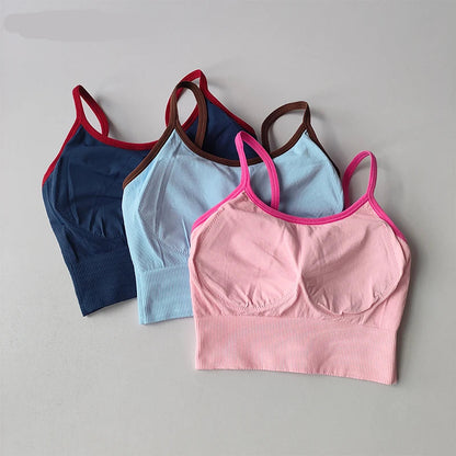 Color Blocking Sports Bra for Women / Fixed Cup Fitness Bra / Gym Bra