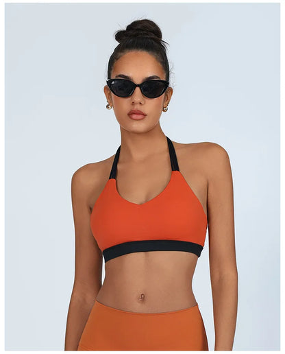 Thin Shoulder Strap High Elastic Breathable Contrast Bra (Victorious AthleteOS)