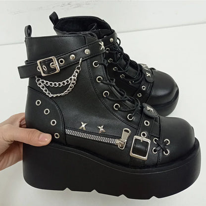 Gothic Style Platform Boots/ Vampire Cosplay Women Mid-calf Boots