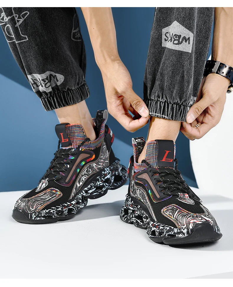 Workout Sneakers Male Size/ Mixed Color Graphics - Trendy Style