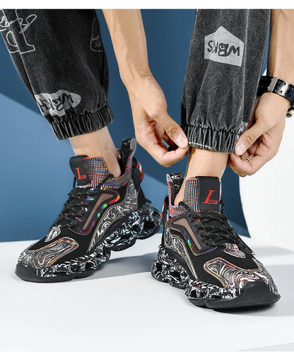 Workout Sneakers Male Size/ Mixed Color Graphics - Trendy Style