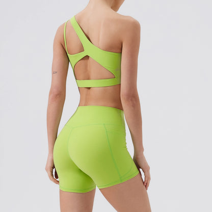 Women Sports Bra/ Push Up Fitness Bras/ One Shoulder Shockproof (Victorious Cosmo Surge)