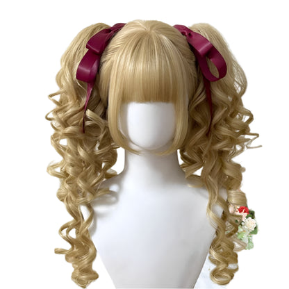 Synthetic Princess Cut Double ponytail Lolita Wig with Bangs /Ombre Blonde brown White gray Cosplay/ Harajuku wig