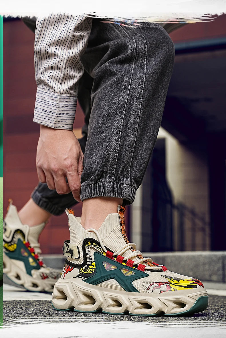 Workout Sneakers Male Size/ Mixed Color Graphics - Trendy Style