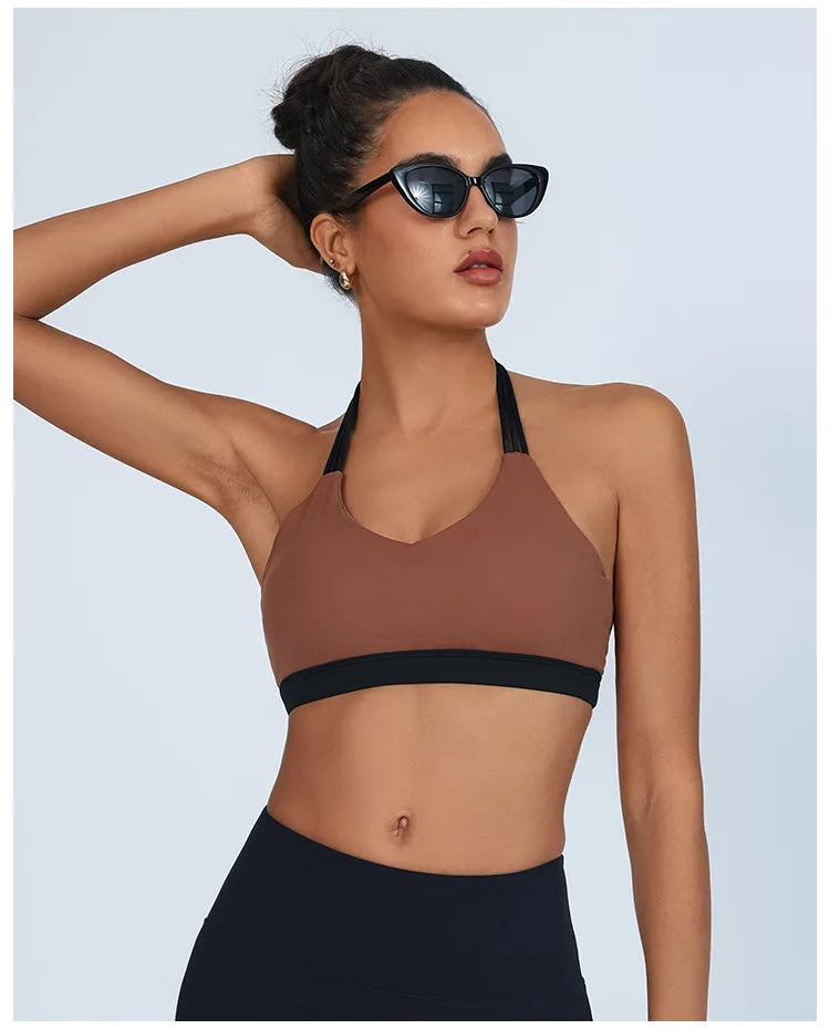 Thin Shoulder Strap High Elastic Breathable Contrast Bra (Victorious AthleteOS)