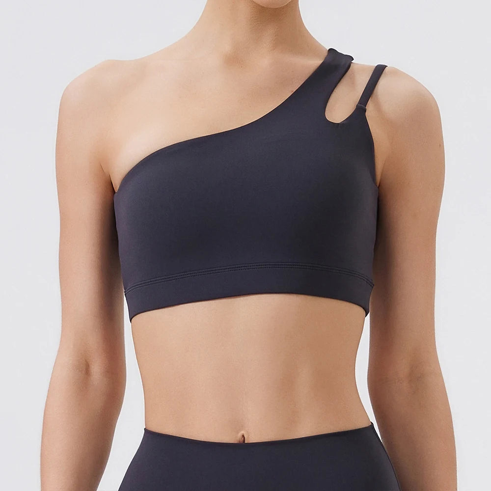 Women Sports Bra/ Push Up Fitness Bras/ One Shoulder Shockproof (Victorious Cosmo Surge)