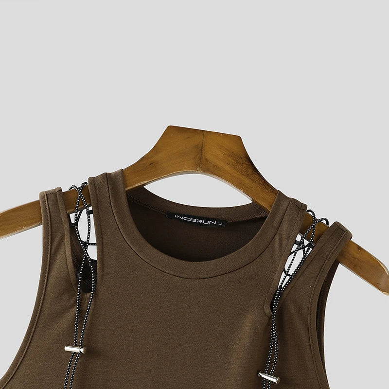 Mesh Tech Hollow Ribbed Tank Top/ Unisex / activewear & casual