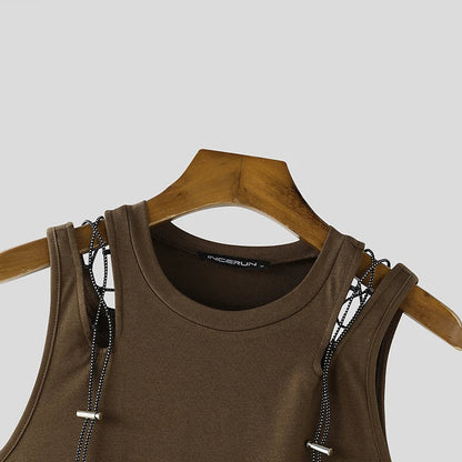 Mesh Tech Hollow Ribbed Tank Top/ Unisex / activewear & casual