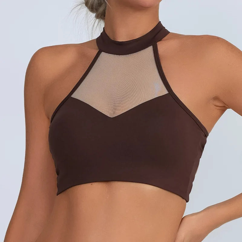 Sheer Mesh Yoga Bra / Beauty Back Inner Wearing Hollow-out Workout Bra (Victorious Astro Nexus)