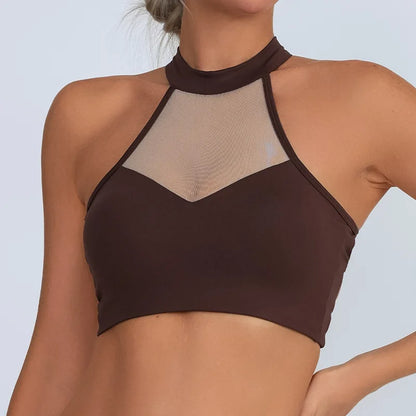 Sheer Mesh Yoga Bra / Beauty Back Inner Wearing Hollow-out Workout Bra (Victorious Astro Nexus)