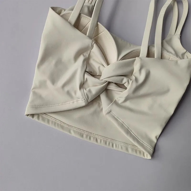 Women's Back knotted Sports Bra / High Impact Gym (Victorious Titanium Mesh)