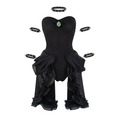 Bowsette Cosplay Costume Black Gothic Dress