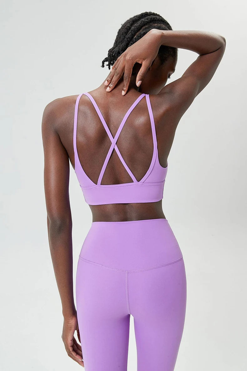 Women's Buttery Soft V-Neckline Sports Bra / Gym Bra High Impact (Victorious TechWeave)