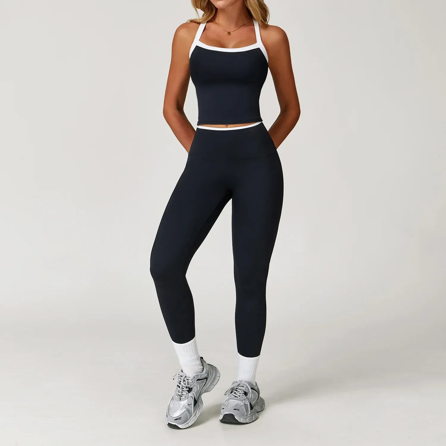 Advanced Black Set 1 / S Women Tracksuit 2PCS Yoga Set / Nude Feeling Workout Sets (Victorious Sailor Strength Bra)