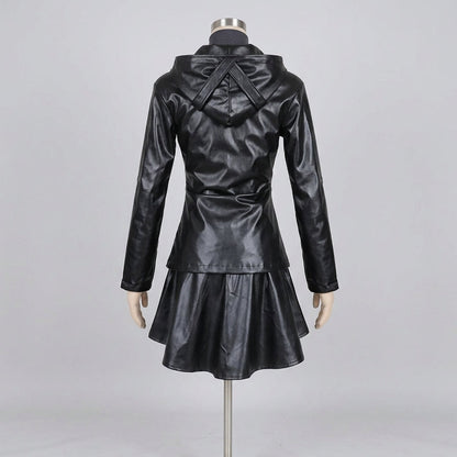 Anime Tokyo Ghoul Touka Kirishima Cosplay Costume Full Set Uniform PU Leather Black Dress Hoodie Women Halloween Fighting Dress