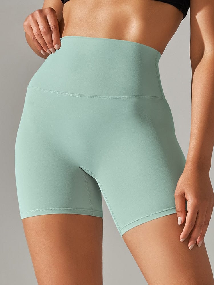 Aqua Green / XS Ride Biker Shorts Medium-Height/ Women's Training Shorts/ Women's Yoga Shorts (Ellie Survivor)