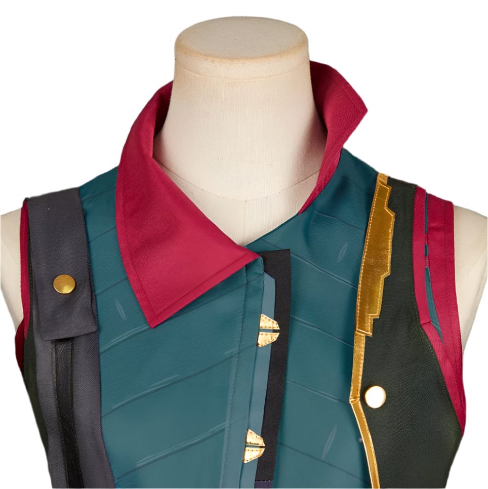 Arcane Season 2 Jinx (Powder) Cosplay Costume – Green, Grey & Gold Overalls + Vest | Game-Inspired Premium Set by Victorious
