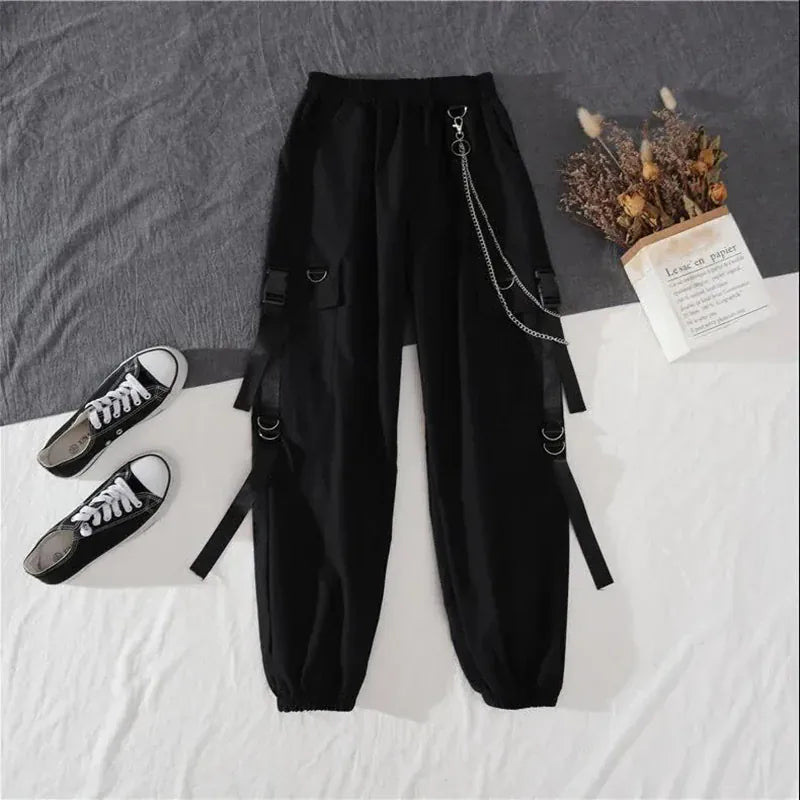 ARENS 2025 Spring Autumn Unisex Harajuku BF Loose Cargo Pants Long-Sleeved tie-dye Shirt+Handsome Chain Pants Two-Piece Set Suit
