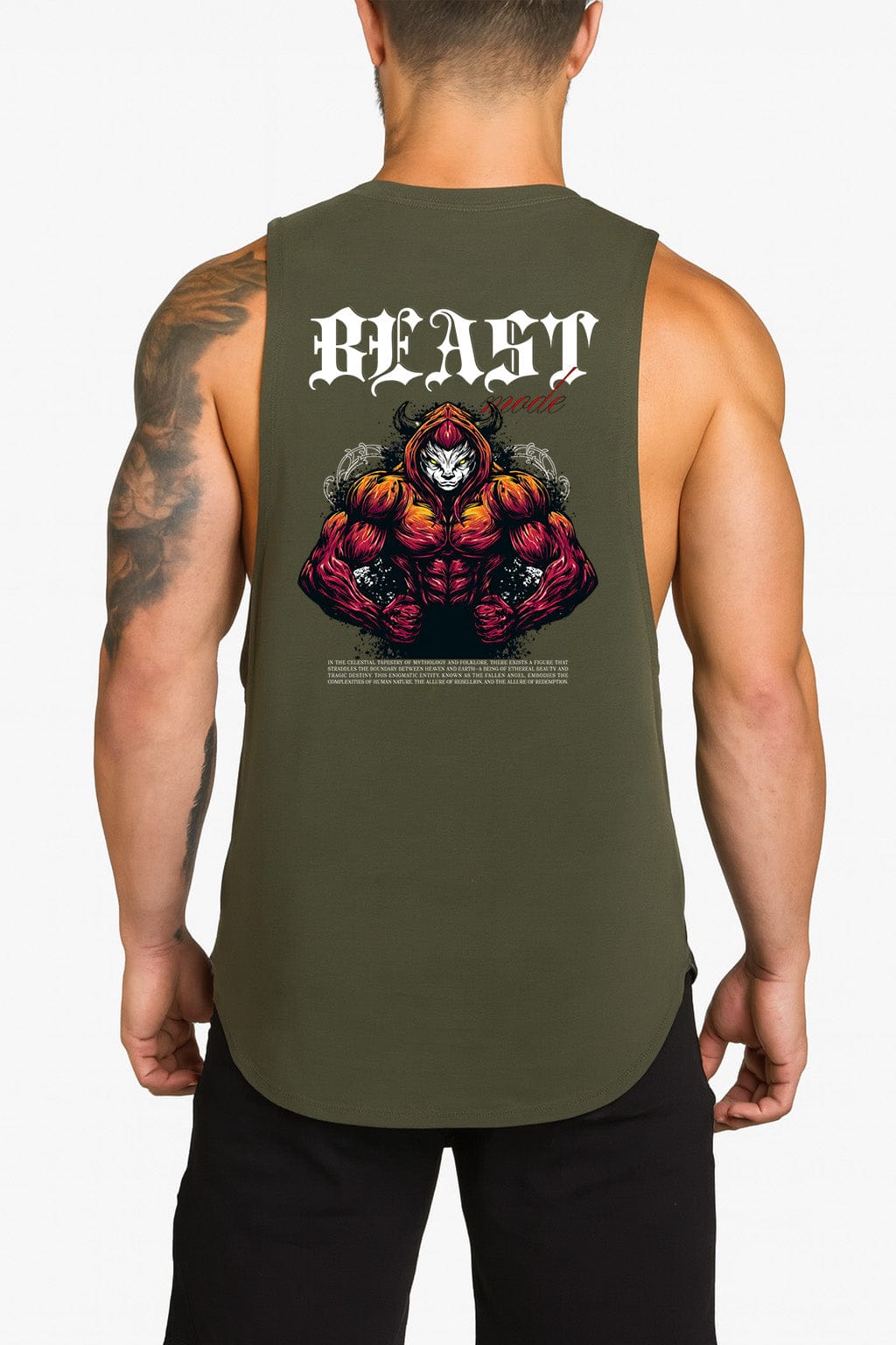 Army green / M Victorious Beast Mode (Drathune Core) High-Neck Gym Tank-Top