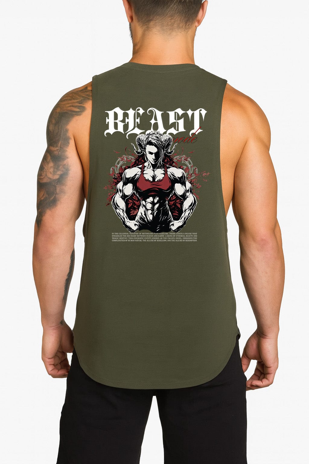 Army green / M Victorious Beast Mode (Nivora-IX) High-Neck Gym Tank-Top