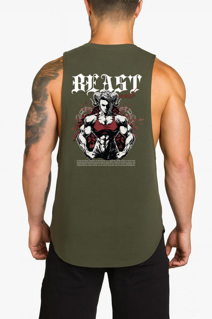 Army green / M Victorious Beast Mode (Nivora-IX) High-Neck Gym Tank-Top