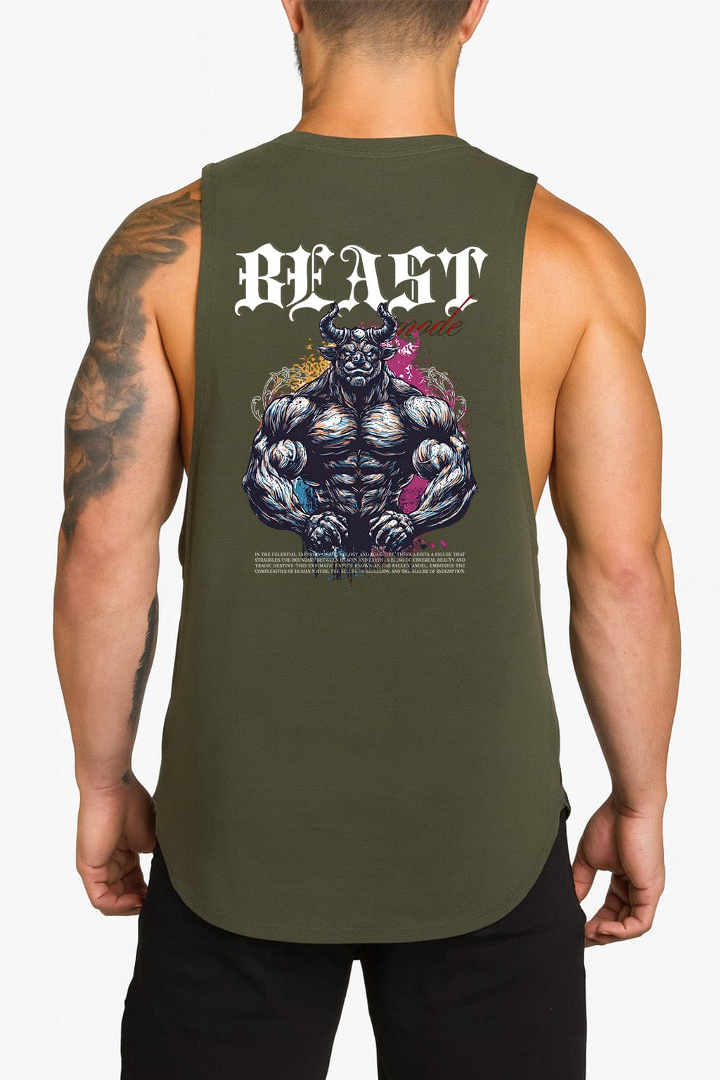 Army green / M Victorious Beast Mode (Thalvion-6) High-Neck Gym Tank-Top