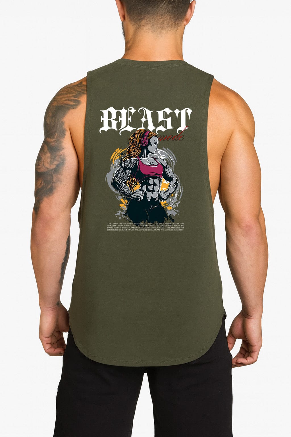 Army green / M Victorious Beast Mode (Vel’kaaris) High-Neck Gym Tank-Top