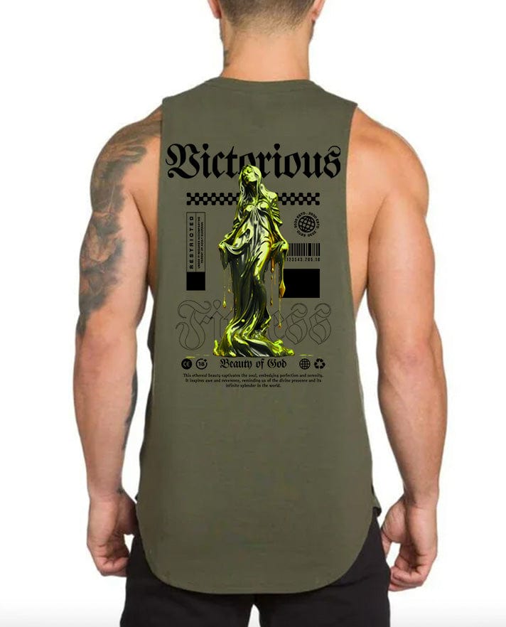 ARMY GREEN / M Victorious Beauty of God (Low Neck) Tank Top