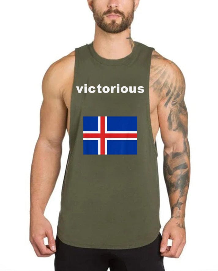 Army green / M Victorious sigrast á (Icelandic Gym Tank top)