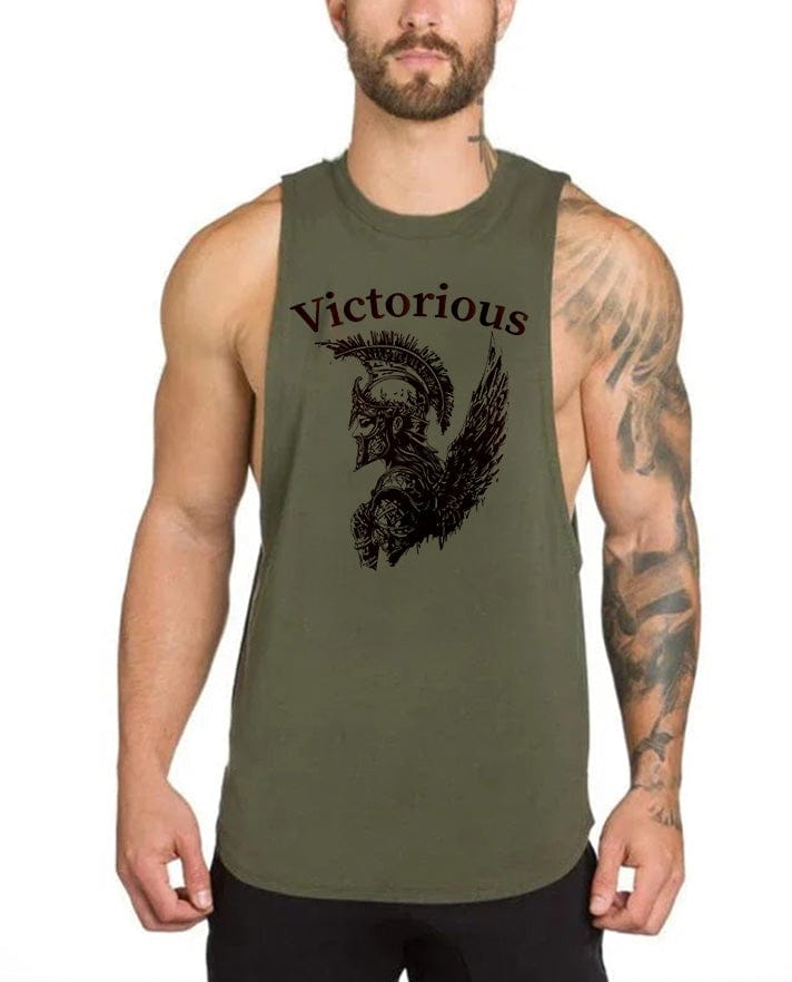 Army green / M Victorious Valkyrie's Battle (Men Gym Tank-Top)