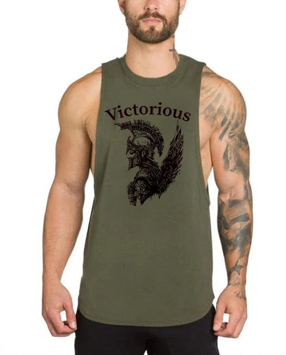 Army green / M Victorious Valkyrie's Battle (Men Gym Tank-Top)