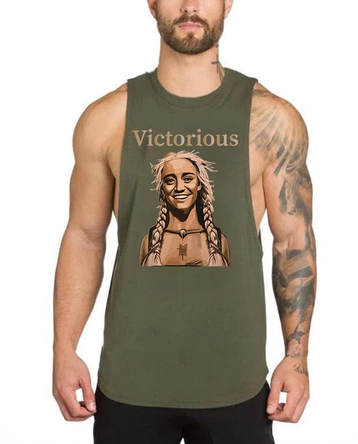 Army green / M Victorious Valkyrie's Joy (Men Gym Tank-Top)