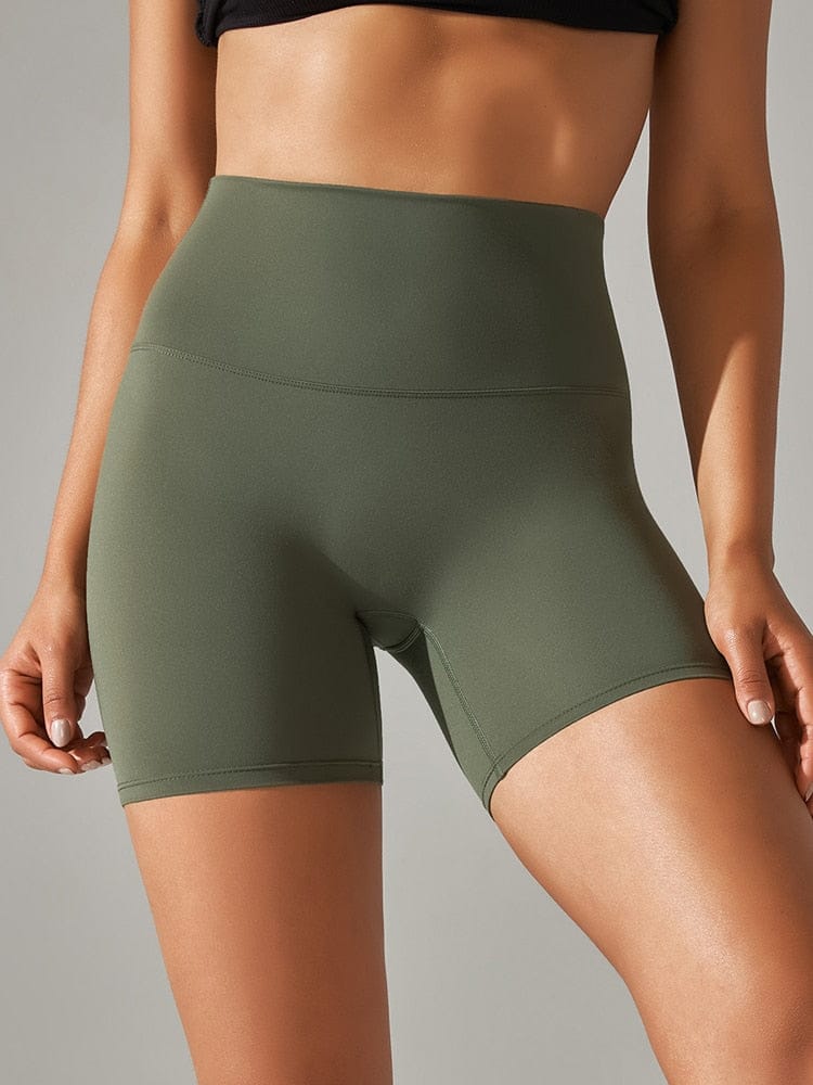 Army Green / XS Biker Shorts Medium-Height/ Women's Gym Shorts /Yoga Shorts (Ellie Survivor's Edge)