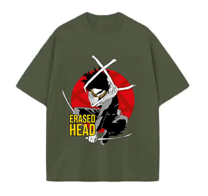 Army Green / XS Erased Head (My Hero Academia) Anime Oversize T-Shirt