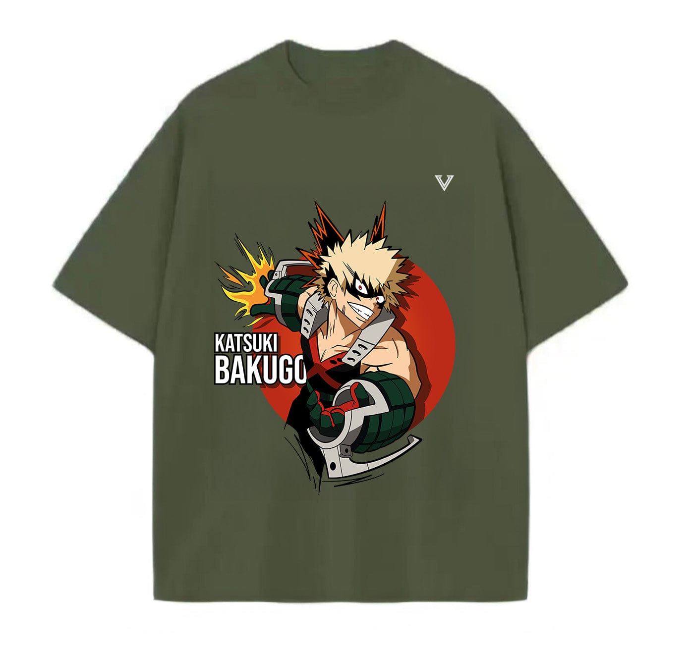 Army Green / XS Katsuki Bakugo (My Hero Academia) Anime Oversize T-Shirt