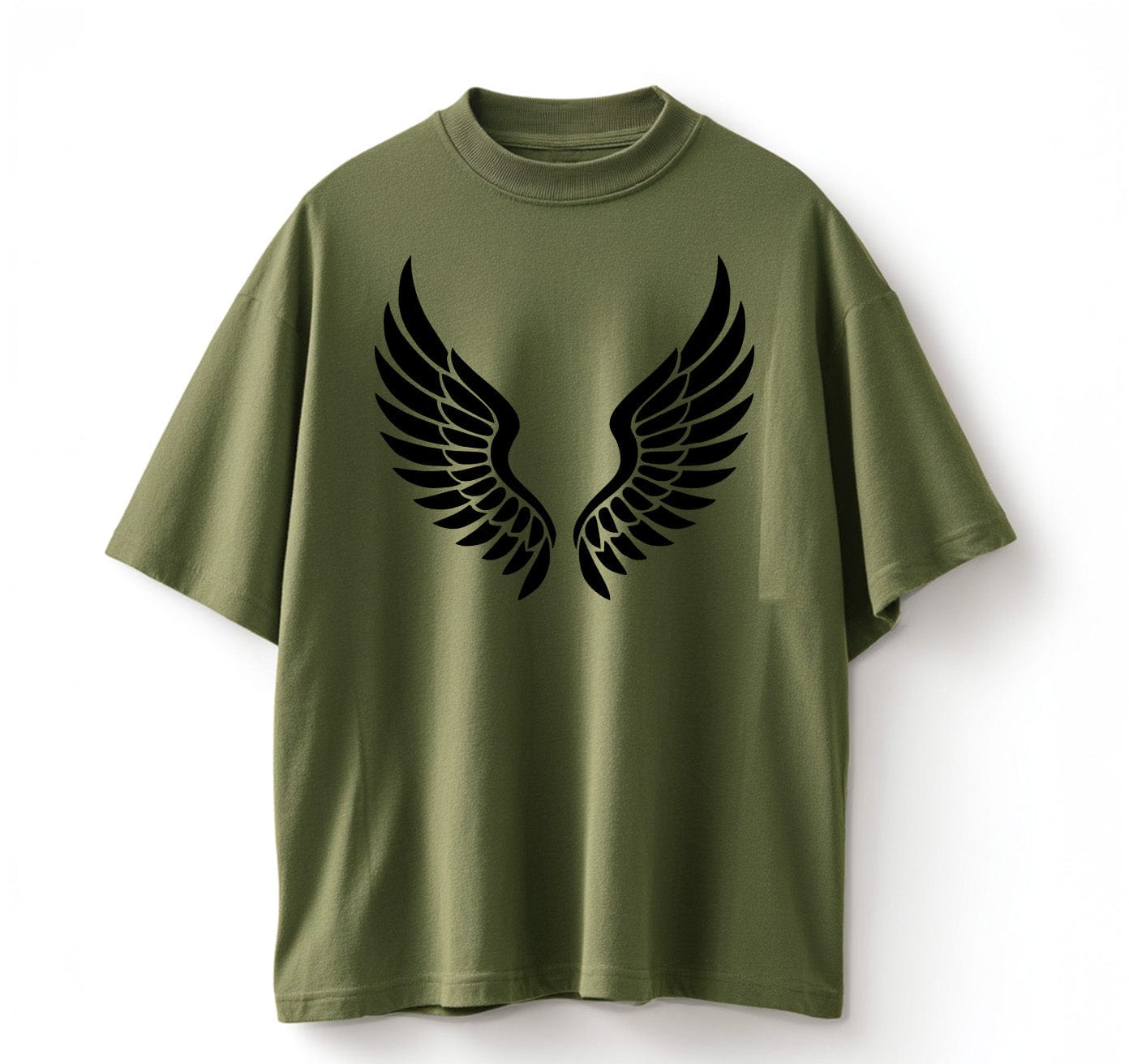 Army Green / XS Leaf‑Swirl Symbol Anime Oversize T-Shirt