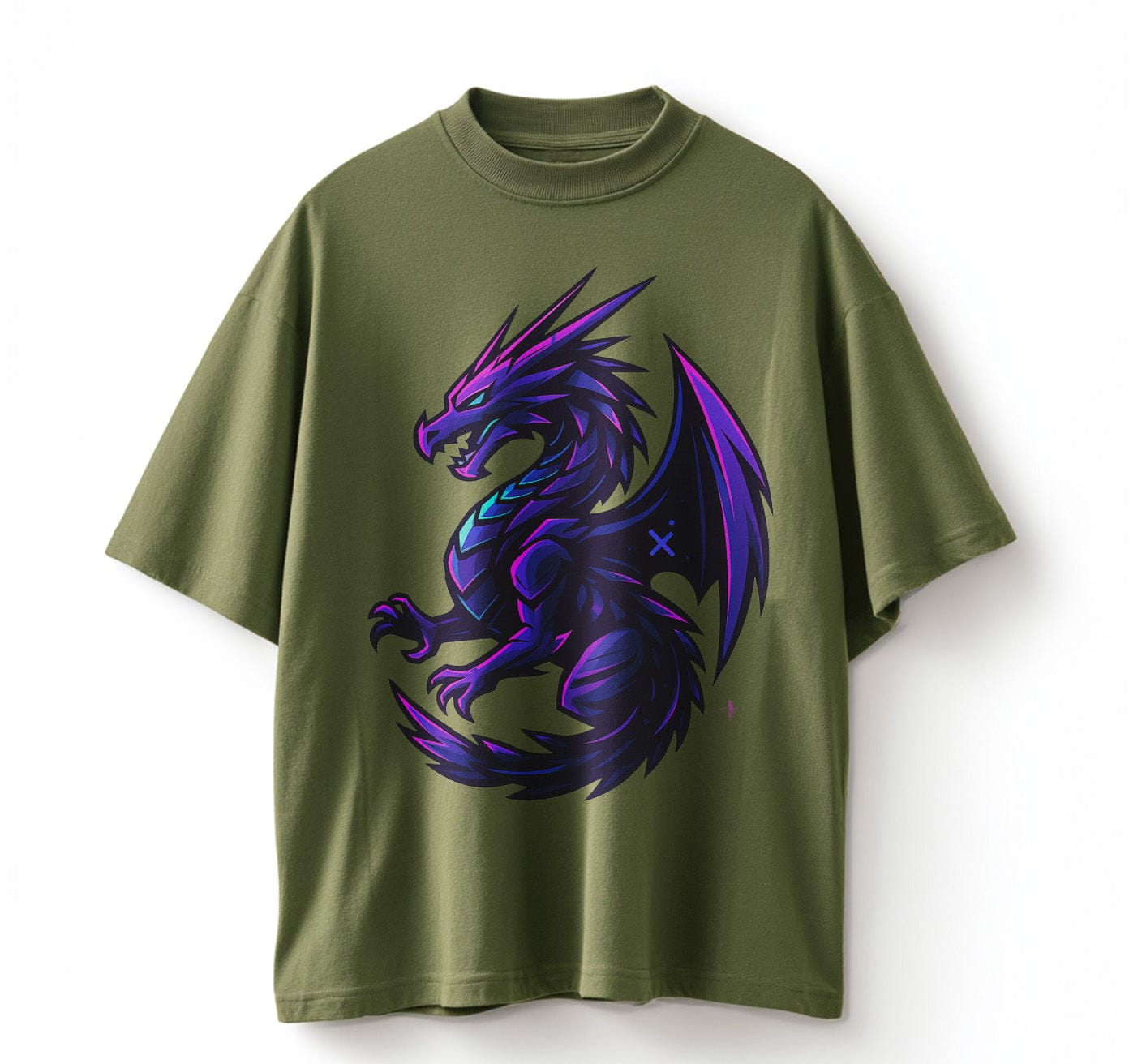Army Green / XS Neon Dragon Anime Oversize T-Shirt