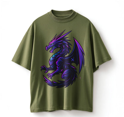 Army Green / XS Neon Dragon Anime Oversize T-Shirt