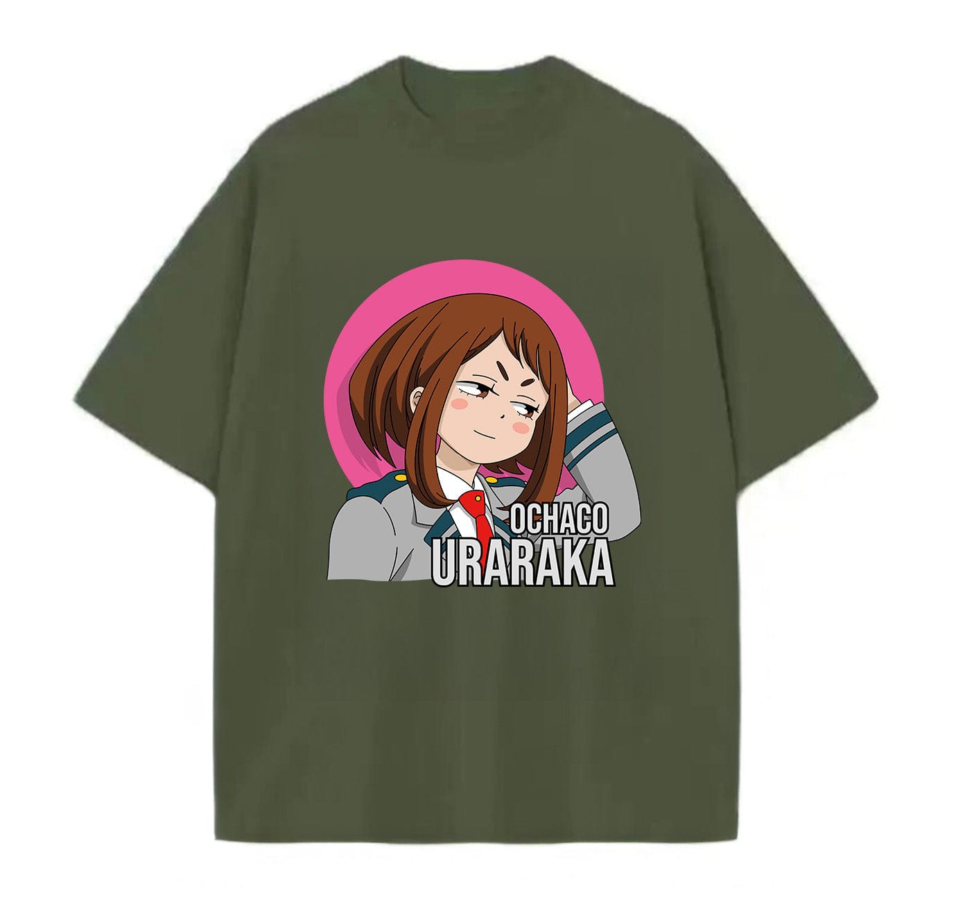 Army Green / XS Ochaco Uraraka (My Hero Academia) Anime Oversize T-Shirt