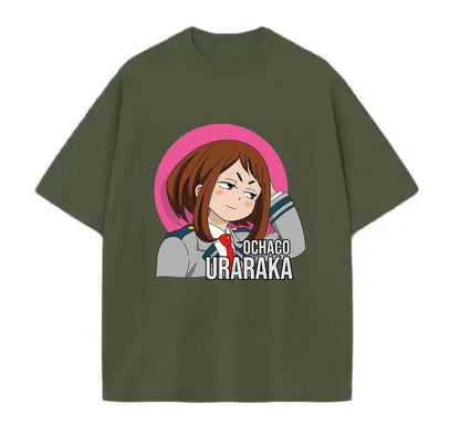 Army Green / XS Ochaco Uraraka (My Hero Academia) Anime Oversize T-Shirt