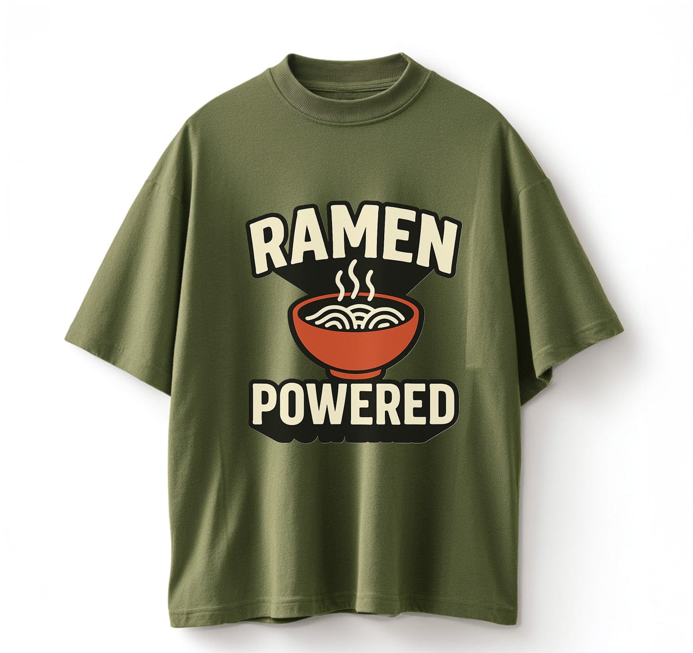 Army Green / XS Ramen Powered Anime Oversize T-Shirt