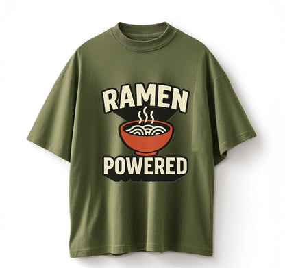 Army Green / XS Ramen Powered Anime Oversize T-Shirt