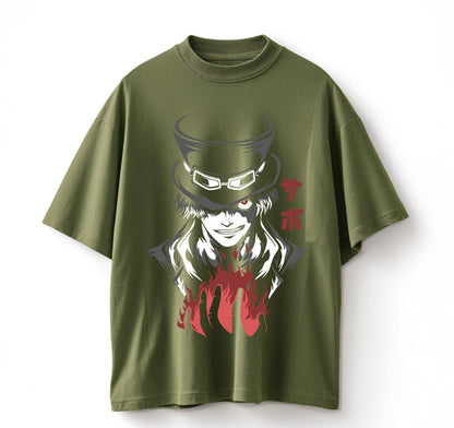 Army Green / XS Sabo (One Piece) Anime Oversize T-Shirt