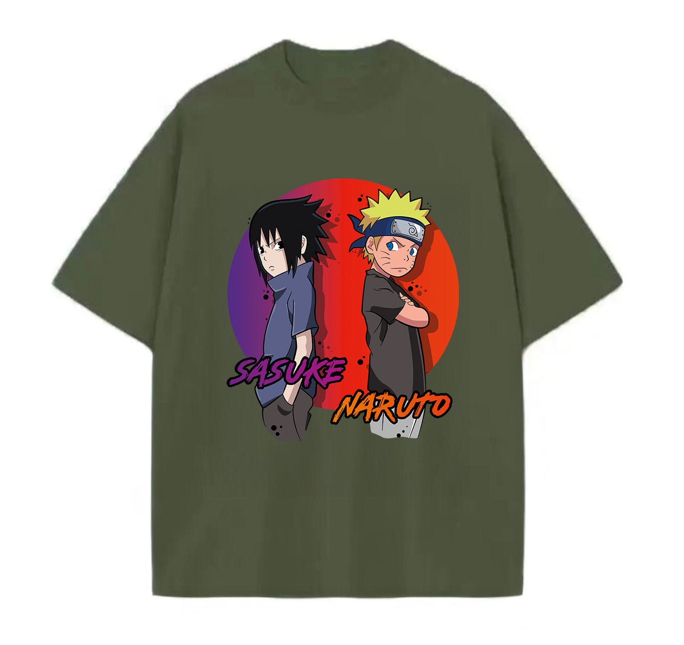 Army Green / XS Sasuke (Naruto) Anime Oversize T-Shirt